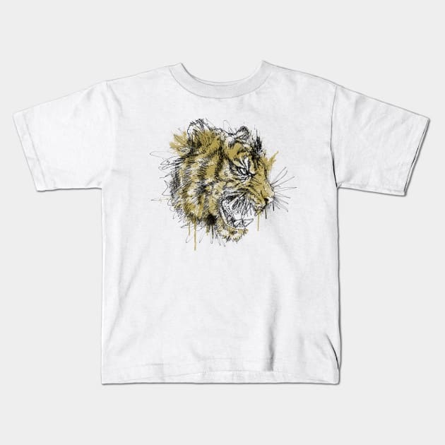 Tiger Scratch Kids T-Shirt by quilimo